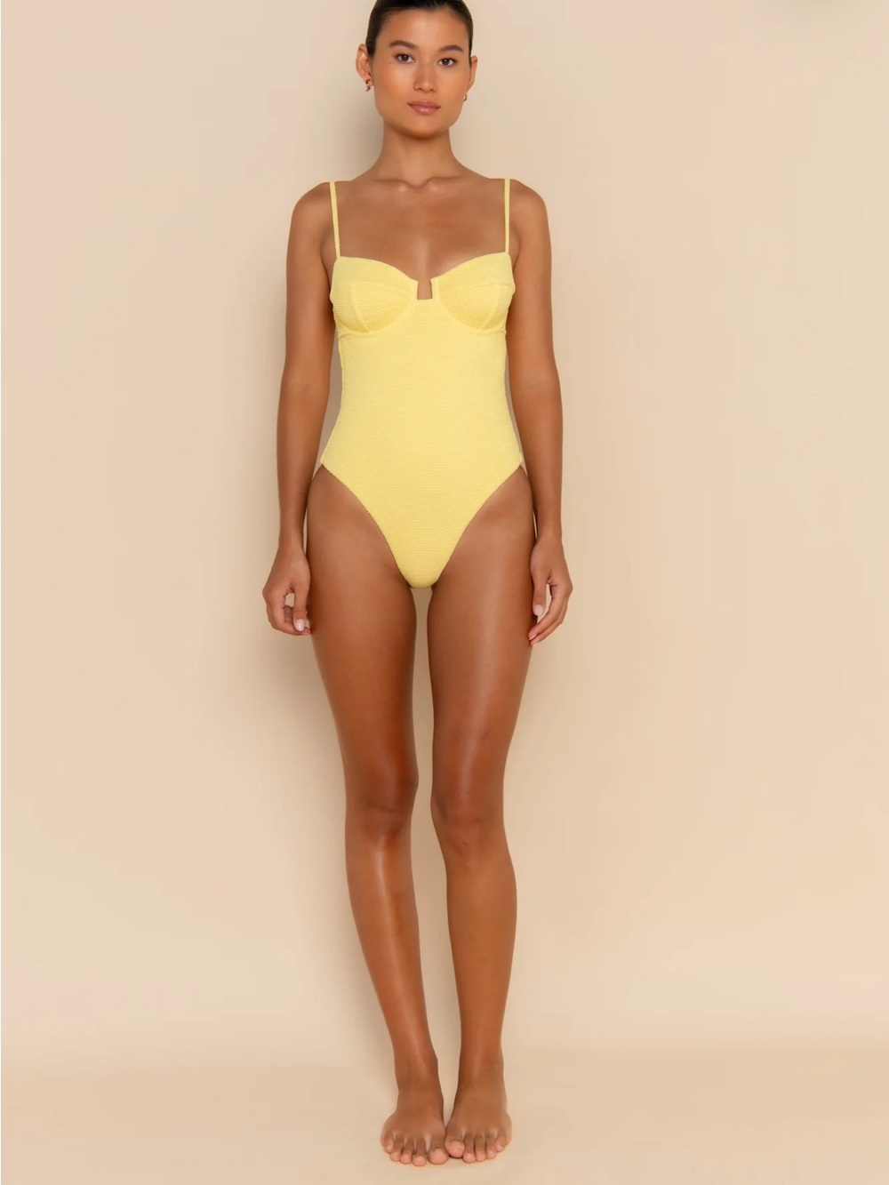 Classic Yellow Textured One-Piece Swimsuit